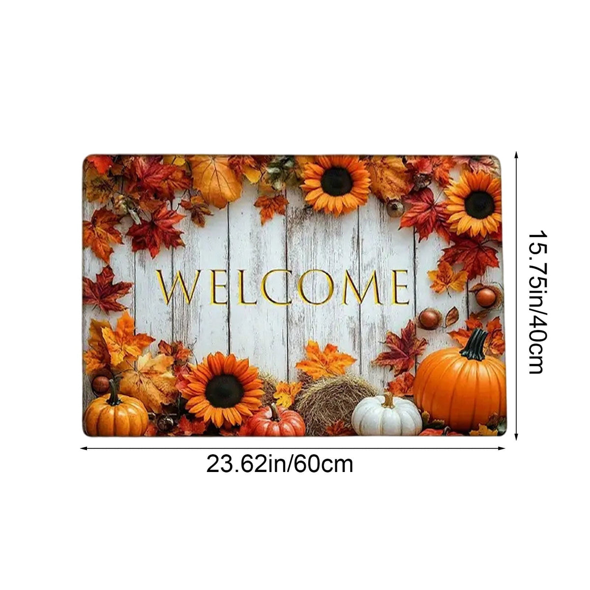 syligr Halloween Thanksgiving Doormat with Maple Leaf & Pumpkin Patterns - Non-Slip Floor Mat for Entryway, Kitchen, Porch, Fall Harvest Decor Rug with Anti-Fatigue Backing, Gift for Thanksgiving