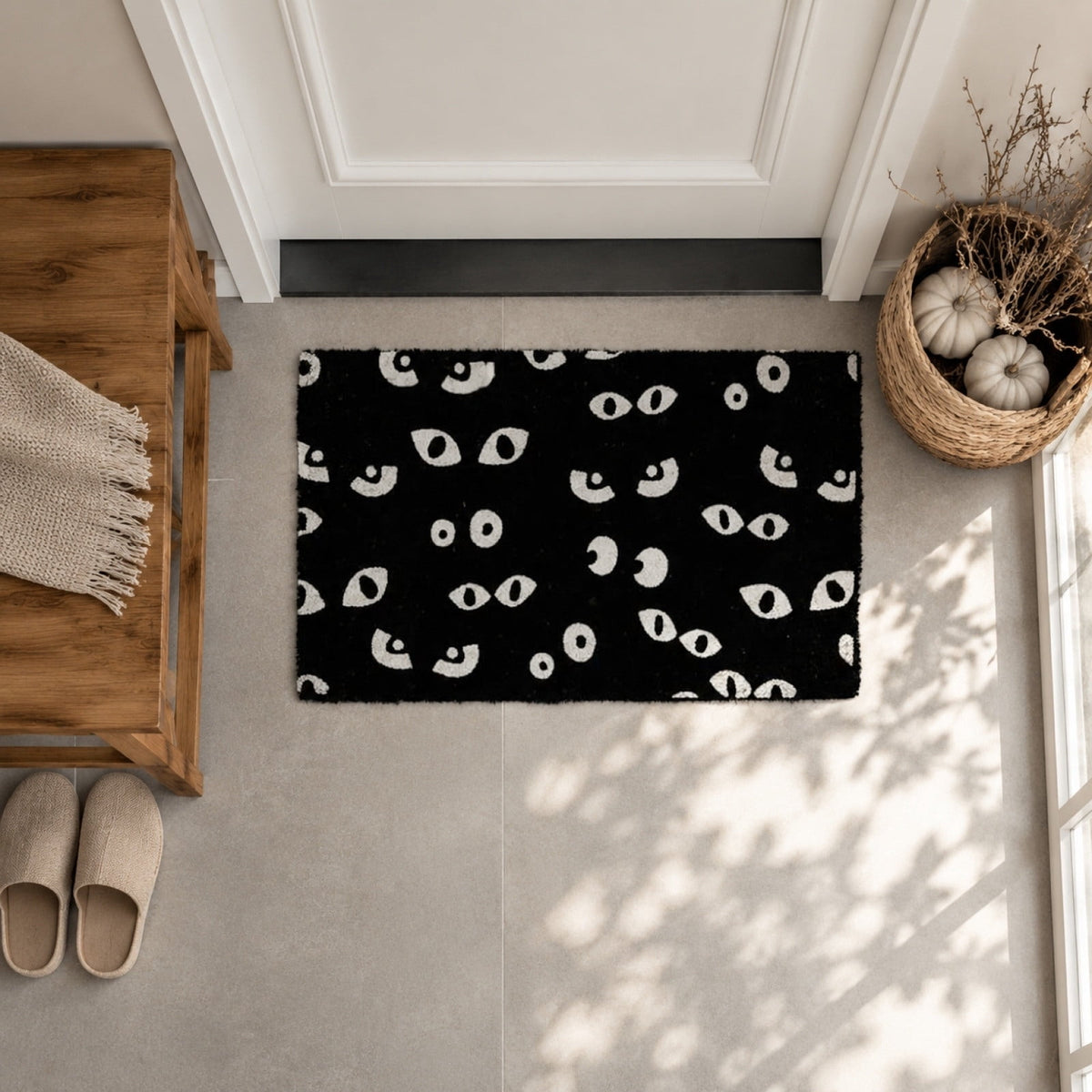 Tepsmf Halloween Ghost Doormat 19.7x31.4IN Black And Orange Checkered Soft Halloween Bathroom Rug Non Slip Cute Spooky Ghost Bathroom Decoration For Front Doors Porches And Holiday Decorations