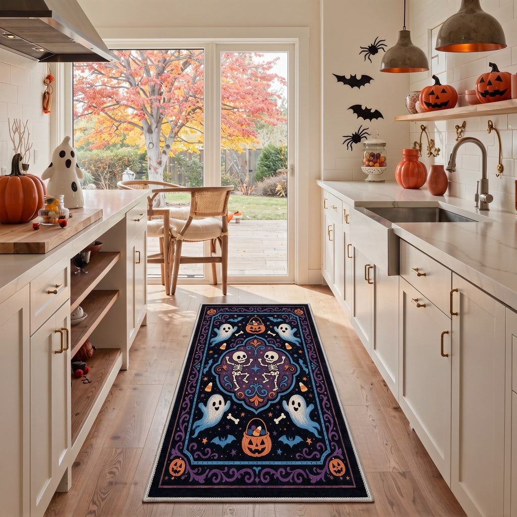 GENIMO 2'x3' Halloween Doormat, Washable Non Slip Soft Gothic Castle Outdoor Door Mat for Front Door Covered Porch Patio Entryway, Antique Gold