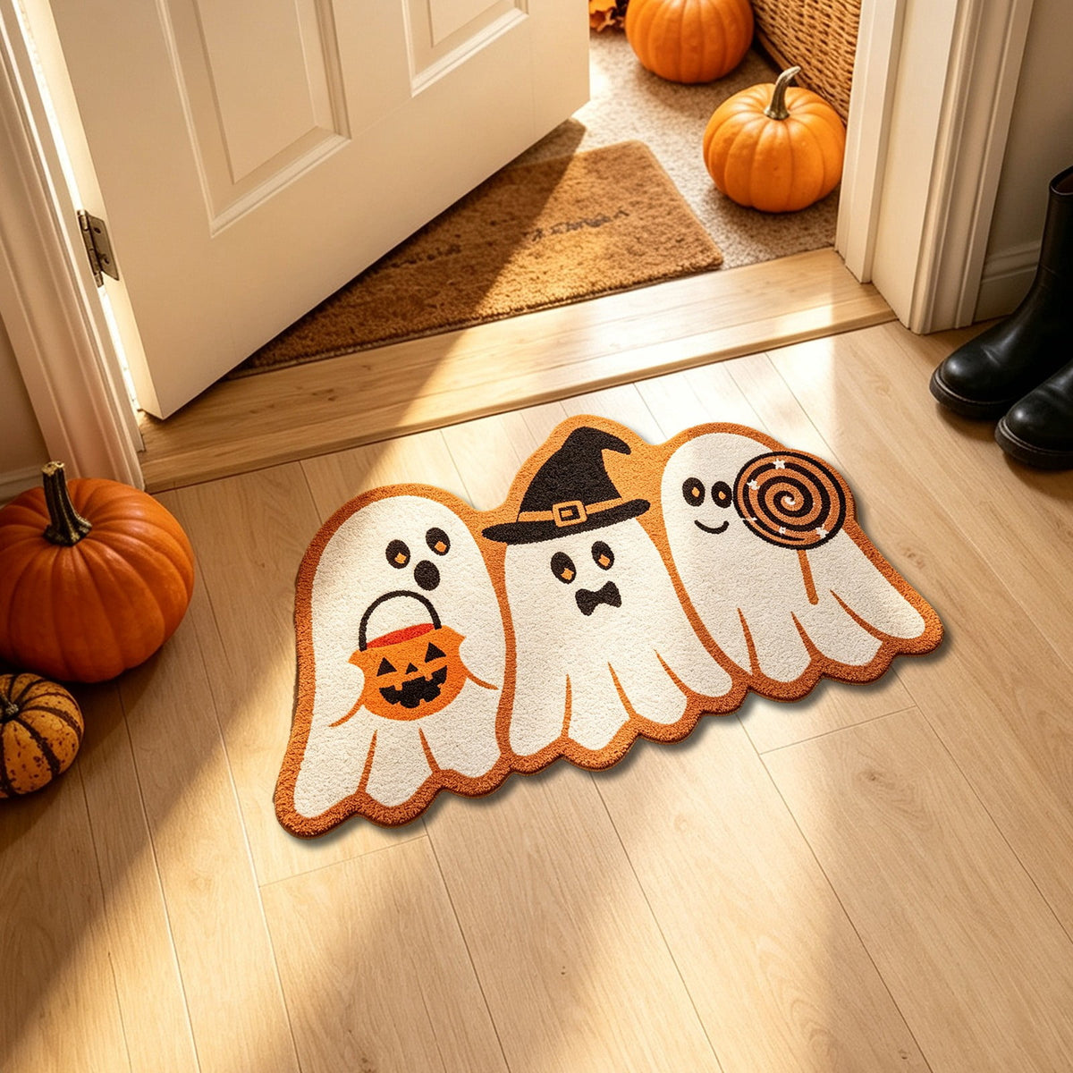 Yhmxh Halloween Bathroom Rugs, Halloween Pumpkin Bath Mats, Farmhouse Halloween Rugs for Bathroom Decorations for The Home, Holiday Cute Pumpkin Decor Non-Slip 15.7x23.6 Inches