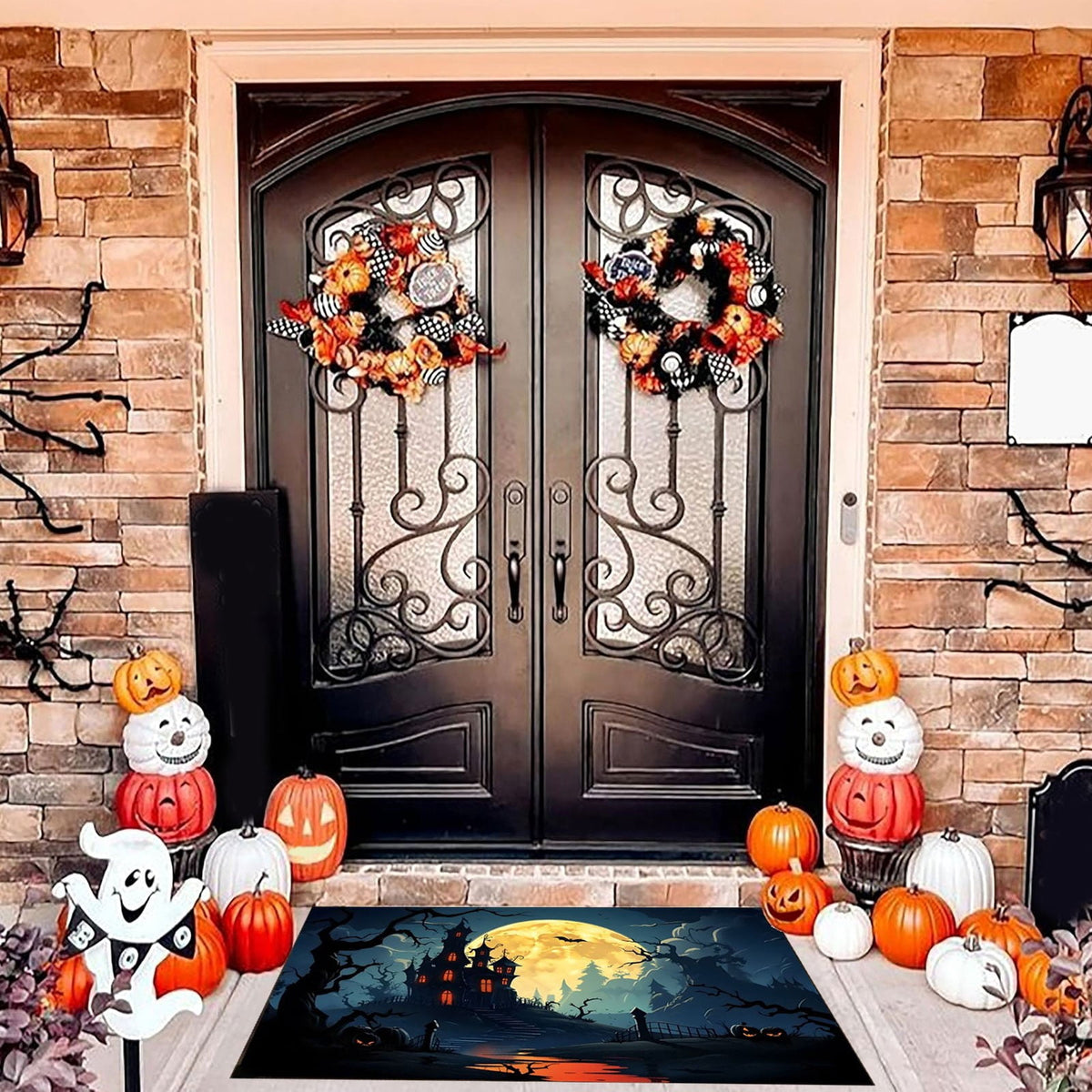 Vggrvlo Under5 Halloween Kitchen Rugs Mats for Floor Non Slip Extra Thick Chenille Door Mat Machine Washable Bath Mats Halloween Decorations