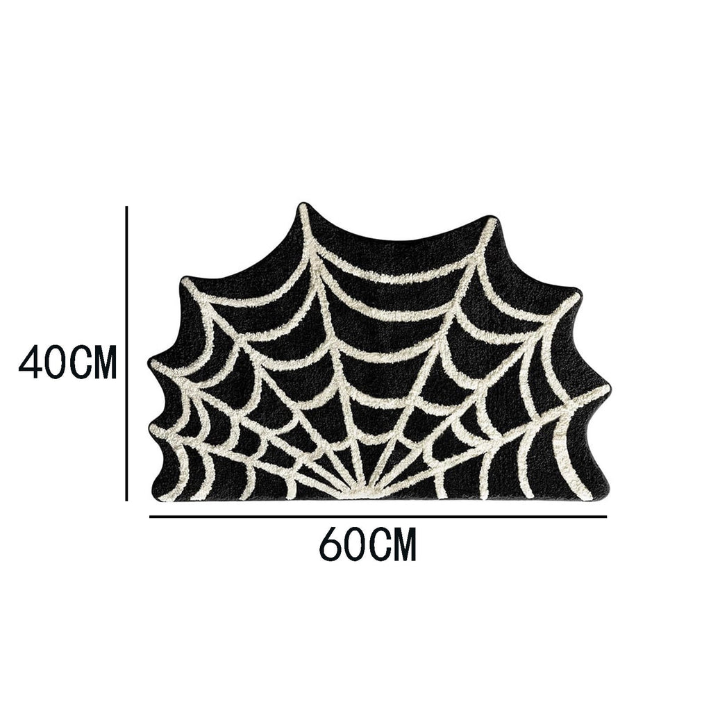 Halloween Spider Web Bath Mat,Bath Mat Non-Slip Rugs Spiderweb Rug Machine Washable Goth Bath Mat Area Rugs Gothic Rug for Front Door, Bedroom,Living Home