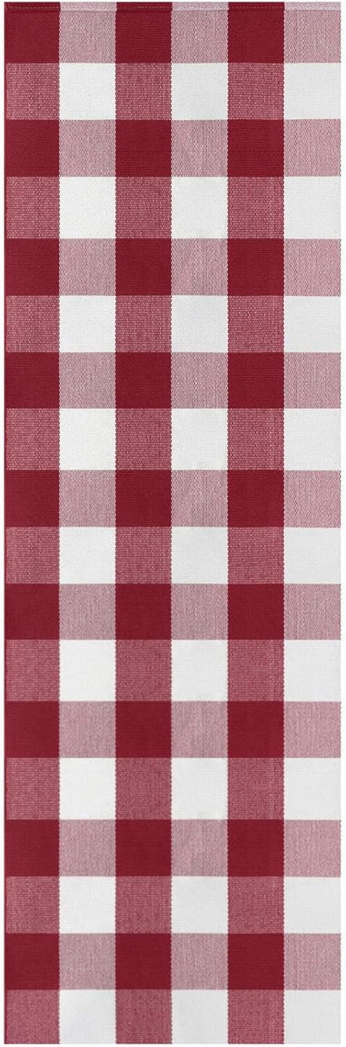 HearthHarmony Buffalo Plaid Area Rugs 2x3 Ft Brown and Black Checkered Rugs Washable Front Door Mat Hand Woven Cotton Outdoor Small Rug for Front Porch Kitchen Entryway Patio Bathroom