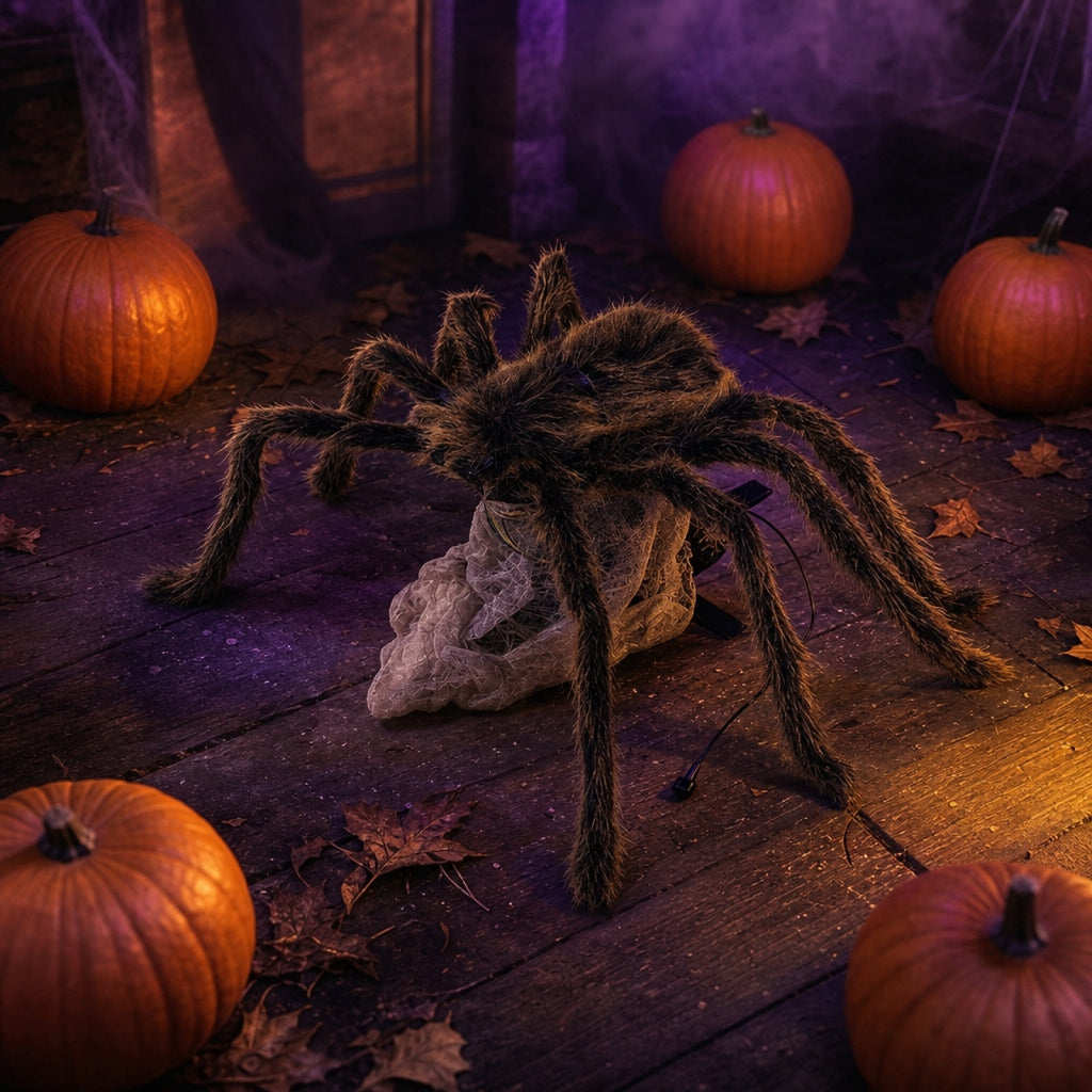 Halloween Animated Jumping Spider With Light & Scary Sounds, Haunteds House Outdoor Indoor Horror Decor (1PC)