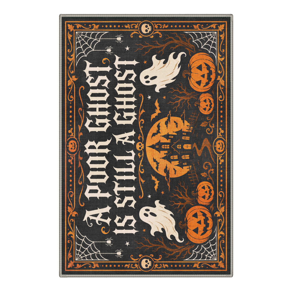 GENIMO 2'x3' Halloween Doormat, Washable Non Slip Soft Whimsical Cat Outdoor Door Mat for Front Door Covered Porch Patio Entryway, Vintage Black