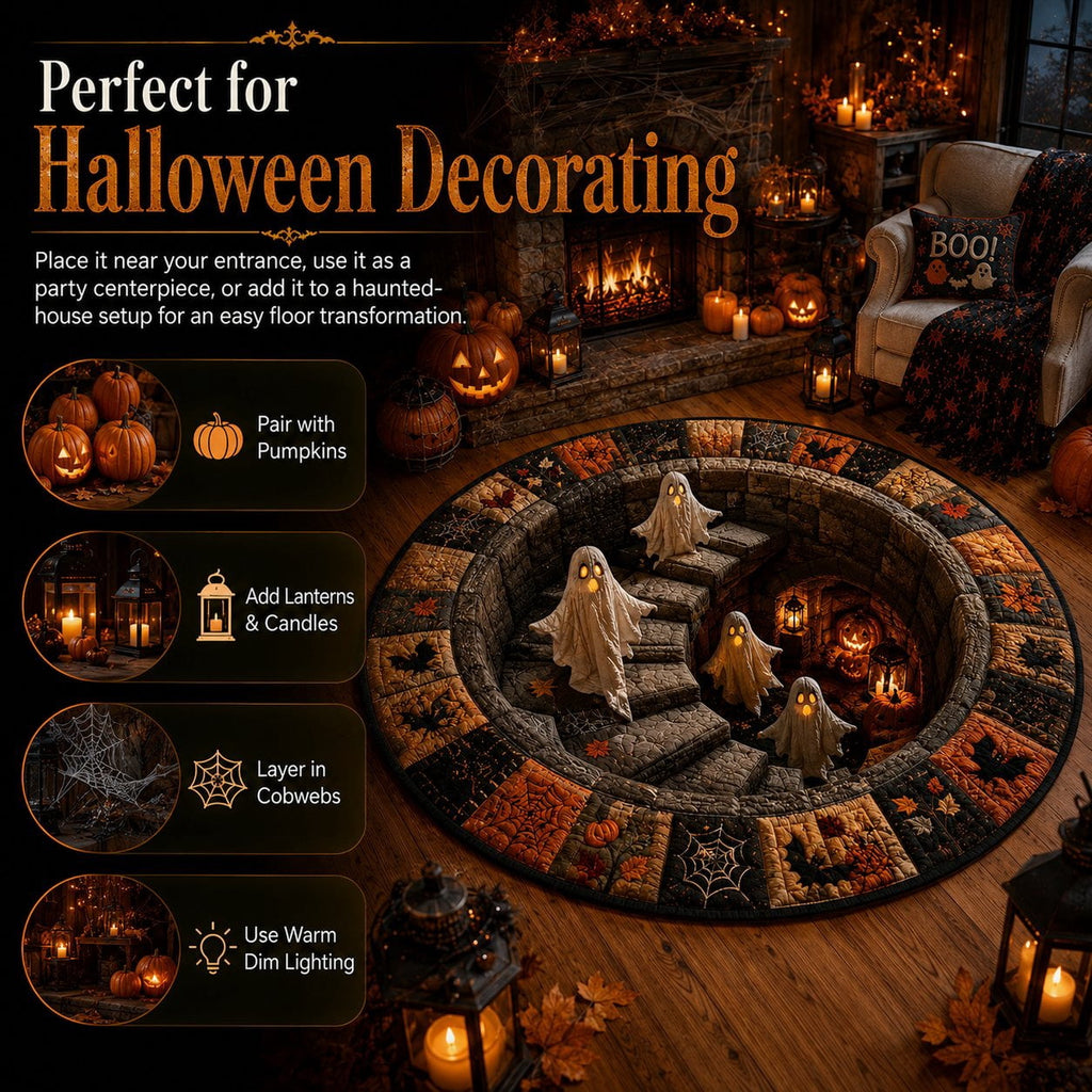 Halloween Doormat Round Optical Illusion Staircase Rug Secure-Grip Soft Floor Carpet for Living Room Bedroom Entryway Halloween Decor by OVFUIZ