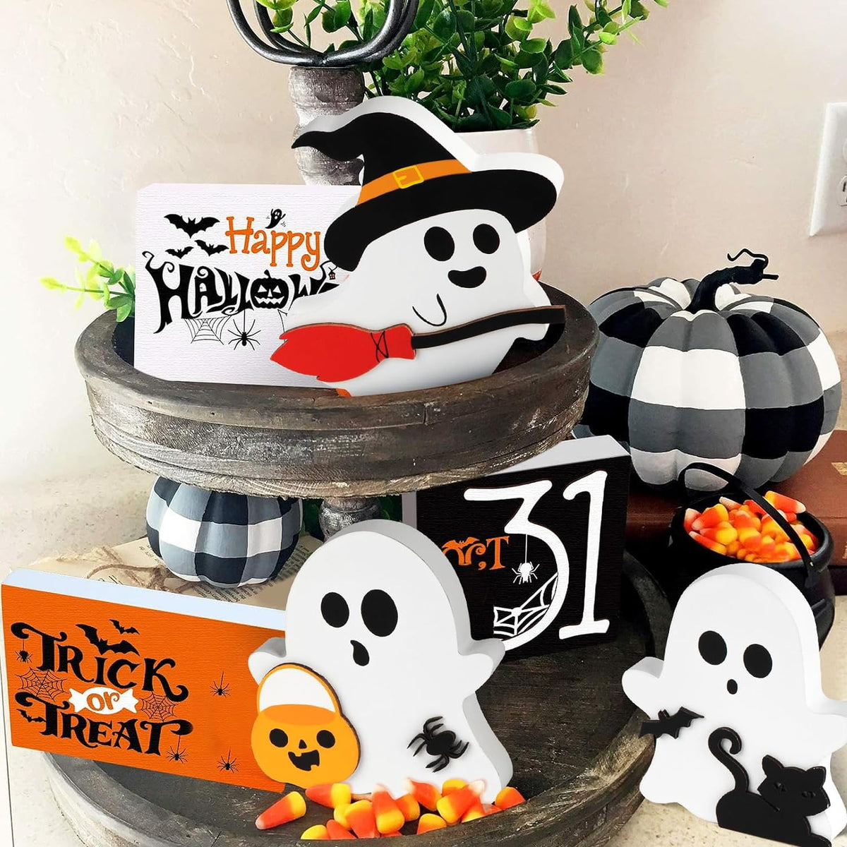 Halloween Decorations Indoor Halloween Tabletop Decor Centerpieces Rustic Farmhouse Halloween Decorations for Home