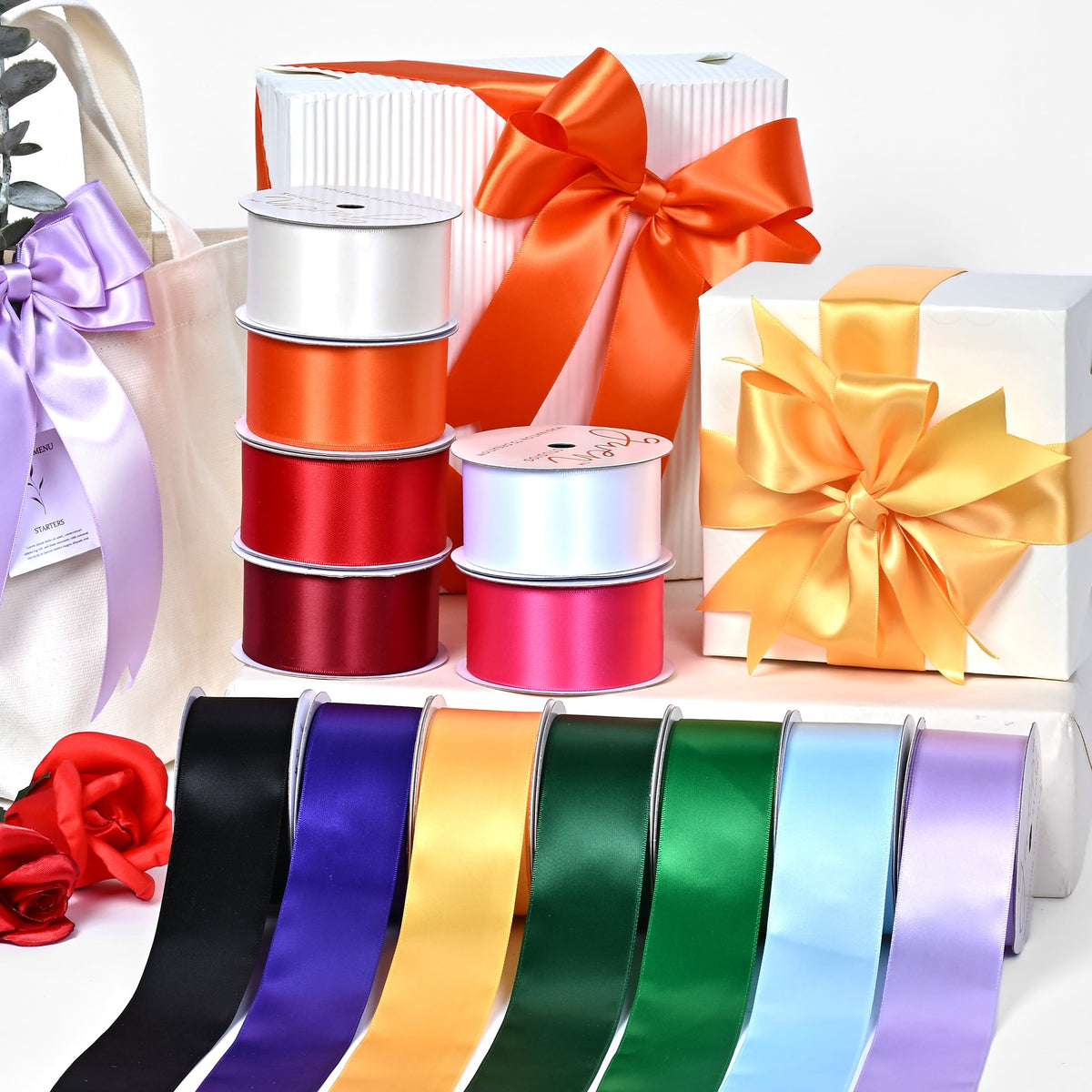 Gwen Studios 1.5" Purple Satin Ribbon, 7 yards