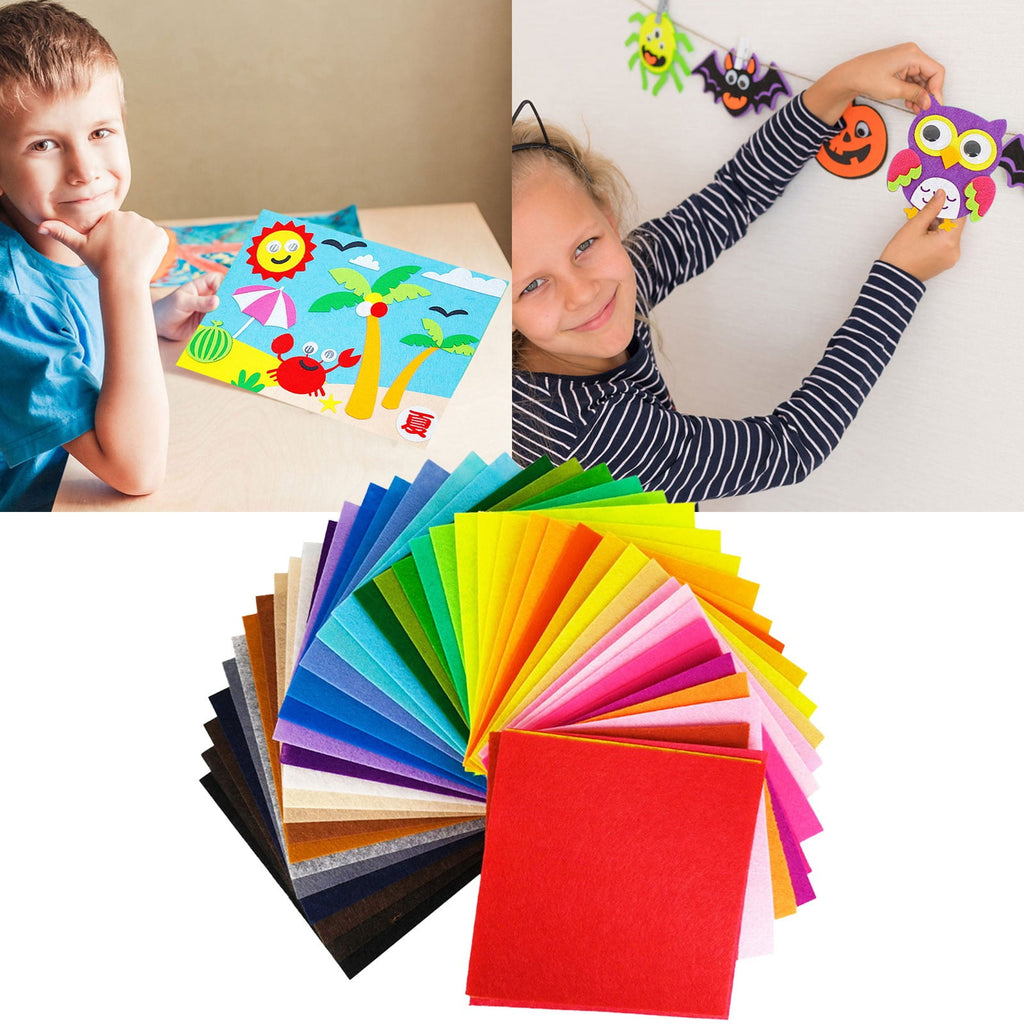 50 Pcs Felt Fabric Sheets, 6x6 Inch Nonwoven Craft Squares, Soft DIY Sewing Patchwork Embroidery Fabric for School Projects Festival Decor, Assorted Color DIY Craft Squares