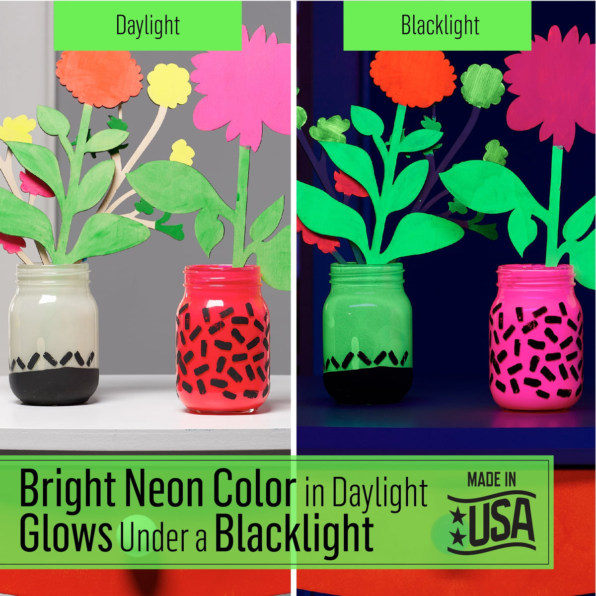 FolkArt Neon Blacklight Acrylic Craft Paint, Matte Finish, Blue, 2 fl oz
