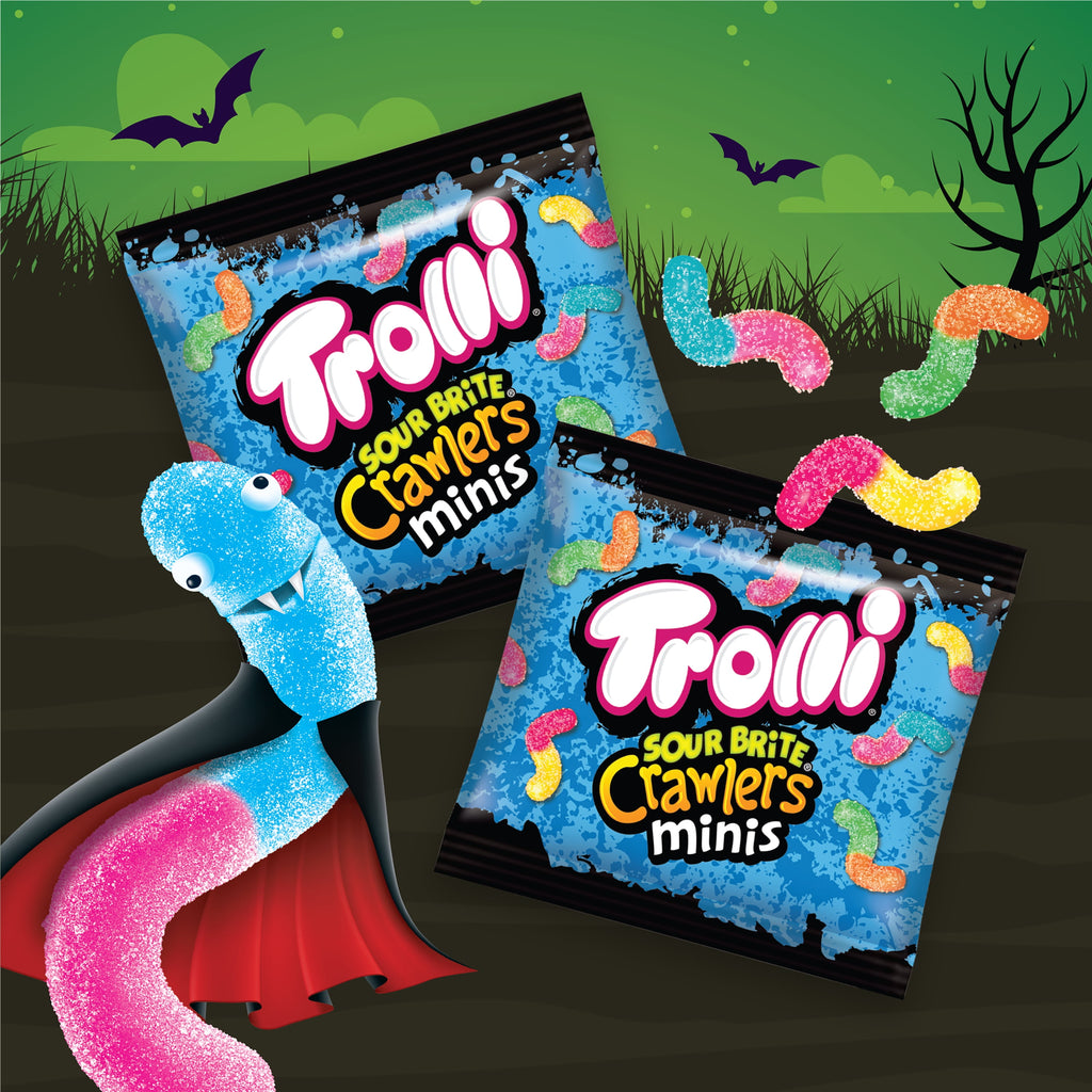 Trolli Halloween Sour Brite Crawlers Minis Treat Packs Candy, 9.6 oz