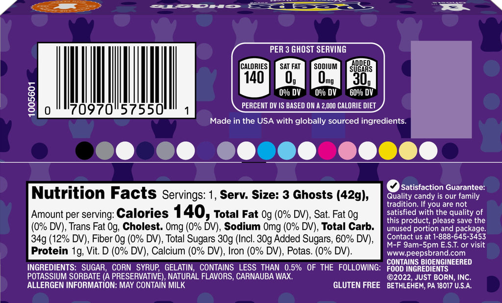 PEEPS Marshmallow Ghosts Halloween Candy, 3 Count, Gluten-Free and Allergen-Free