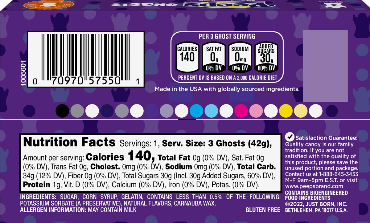 PEEPS Marshmallow Ghosts Halloween Candy, 3 Count, Gluten-Free and Allergen-Free