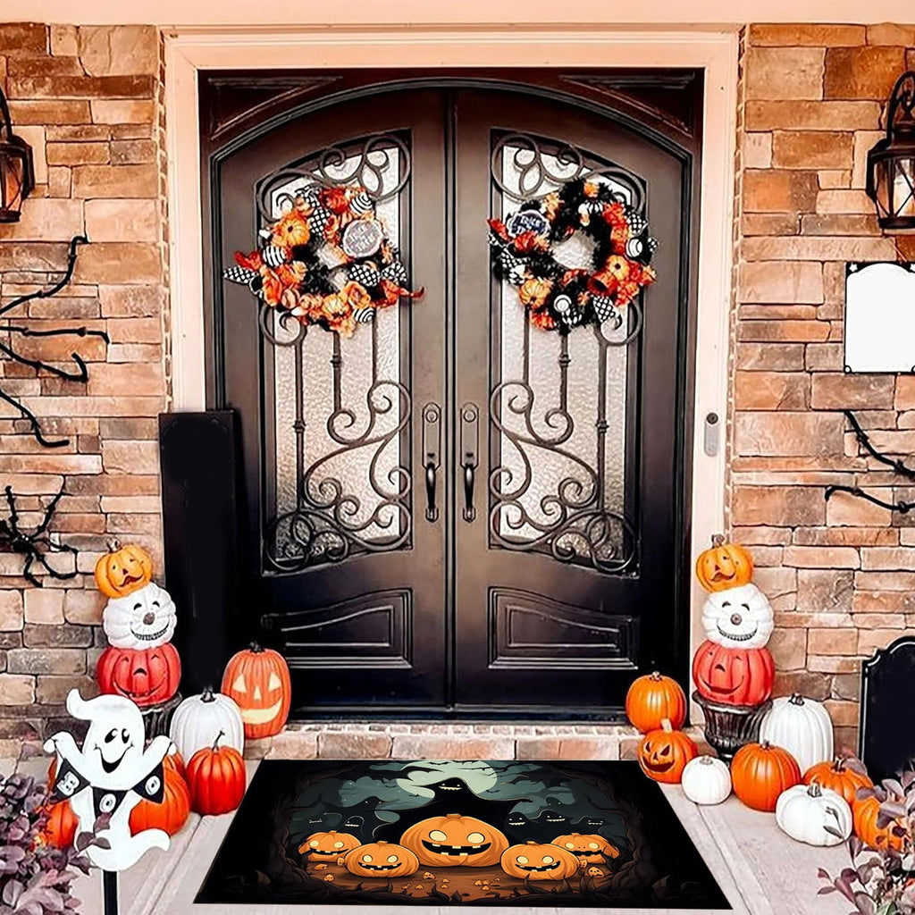 Vggrvlo Under5 Halloween Kitchen Rugs Mats for Floor Non Slip Extra Thick Chenille Door Mat Machine Washable Bath Mats Halloween Decorations