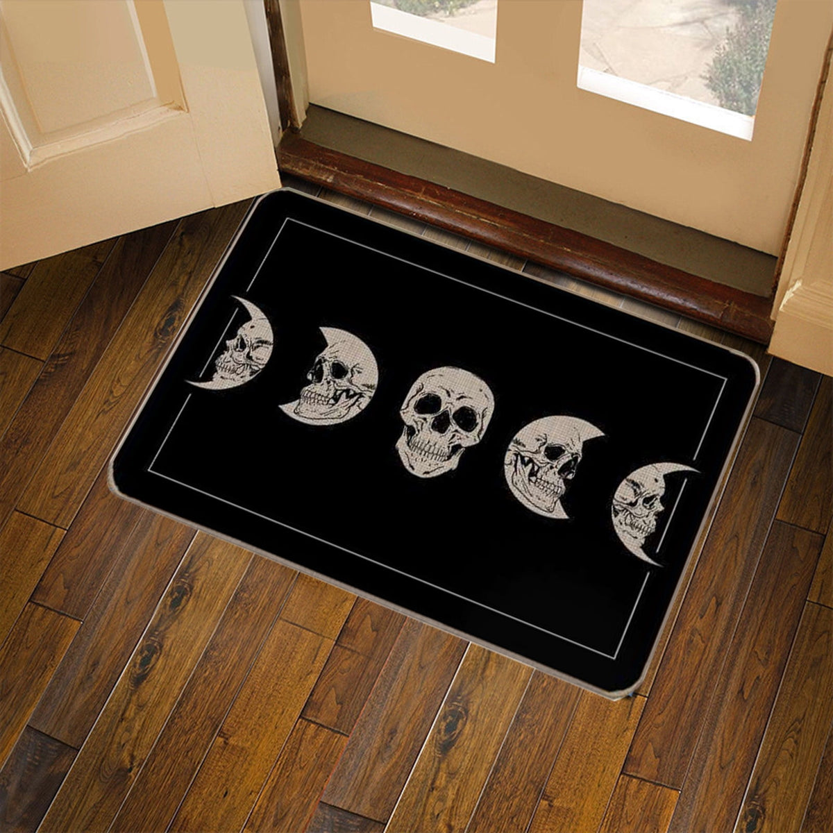 Orange Plaid Fall Outdoor Mat, Hand-Woven Porch Rug for Thanksgiving Halloween Door Decor
