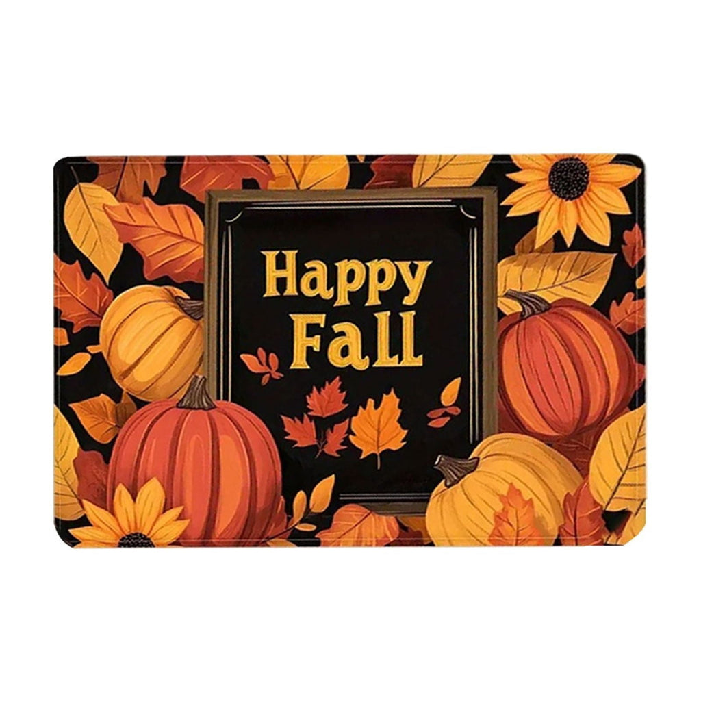 syligr Halloween Thanksgiving Doormat with Maple Leaf & Pumpkin Patterns - Non-Slip Floor Mat for Entryway, Kitchen, Porch, Fall Harvest Decor Rug with Anti-Fatigue Backing, Gift for Thanksgiving
