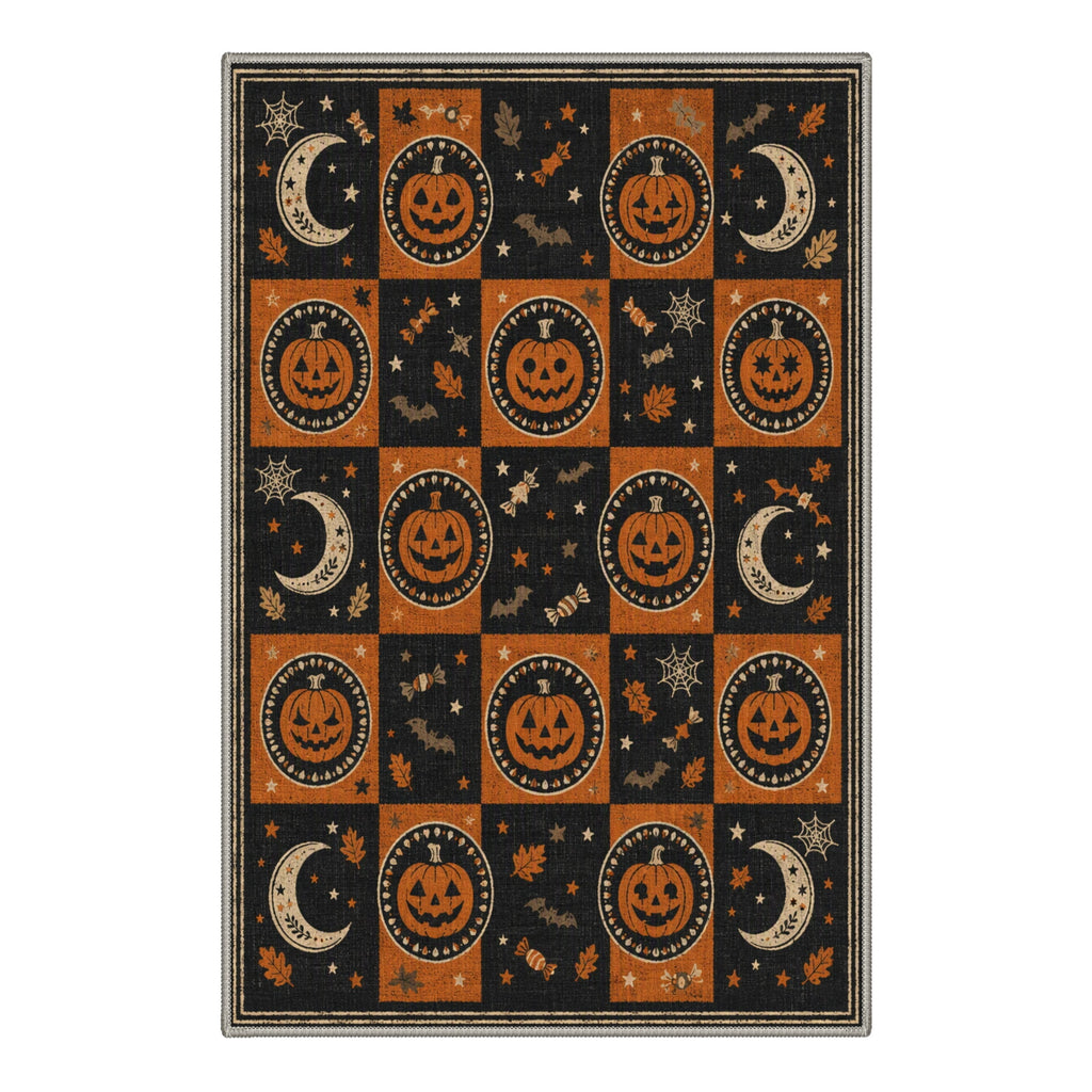 GENIMO 2'x3' Halloween Doormat, Washable Non Slip Soft Vintage Witch Outdoor Door Mat for Front Door Covered Porch Patio Entryway, Burnt Amber