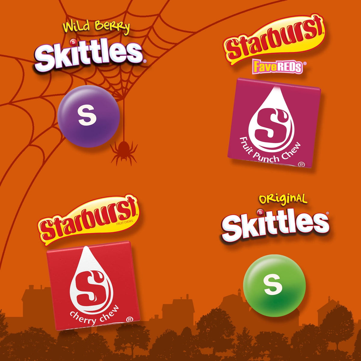 Skittles & Starburst Fun Size Chewy Halloween Candy Variety Pack, 20 Ct Bulk Bag