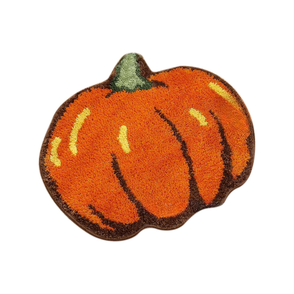 Orange Plaid Fall Outdoor Mat, Hand-Woven Porch Rug for Thanksgiving Halloween Door Decor
