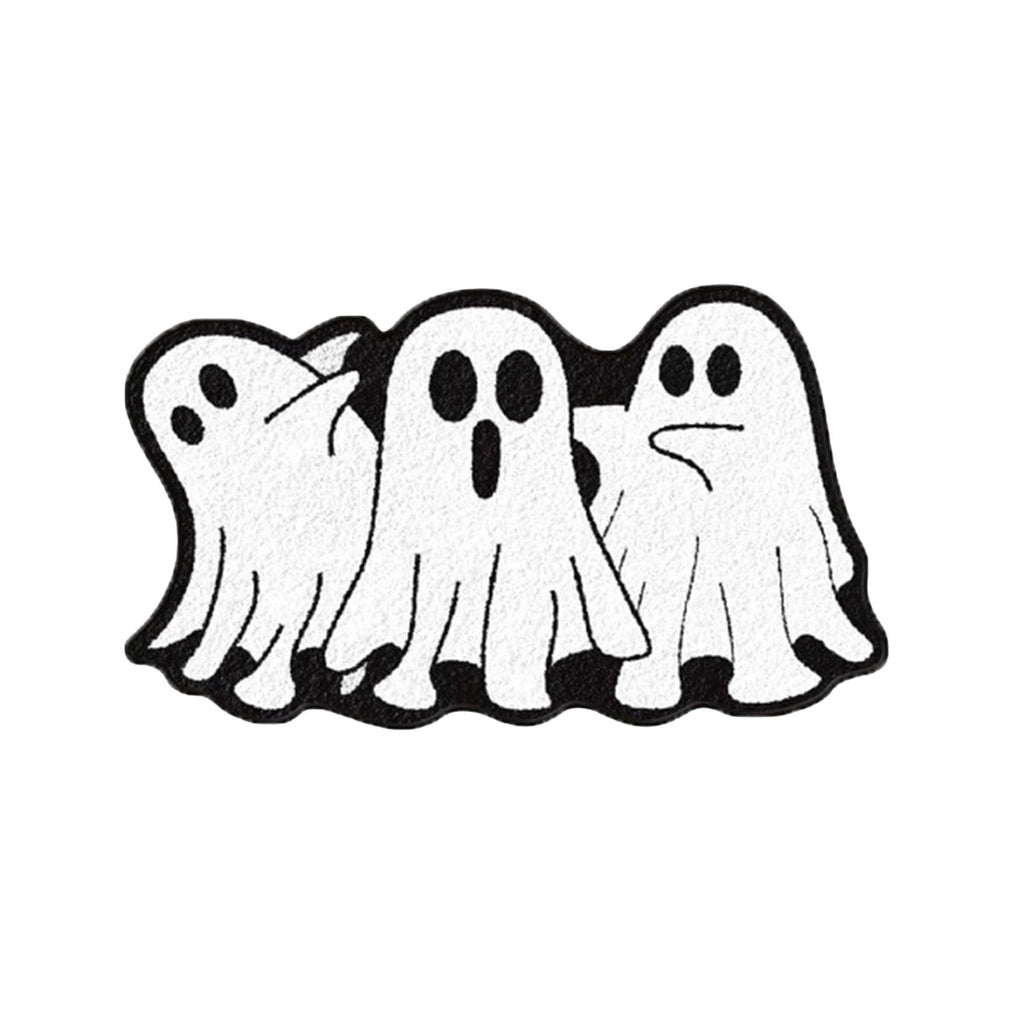 BingTong Cartoon Ghost Themed Fall Welcome Mat,Variety Spooky Adorable Ghost Shape Entryway Rug,Weather Resistant Low Profile Door Mat for Home Apartment Cafe Halloween Decoration Ghost F