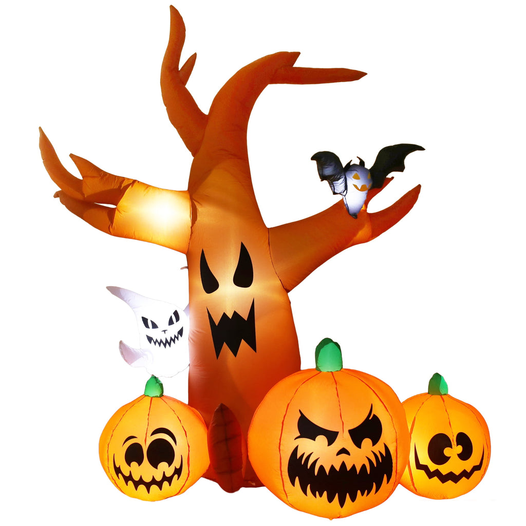 MAGOTAN 9 FT Halloween Inflatables Archway Outdoor Decorations Pumpkin Ghost Archway Halloween Inflatable Blow Up Pumpkin Tombstone Decoration Build-in LED Lights