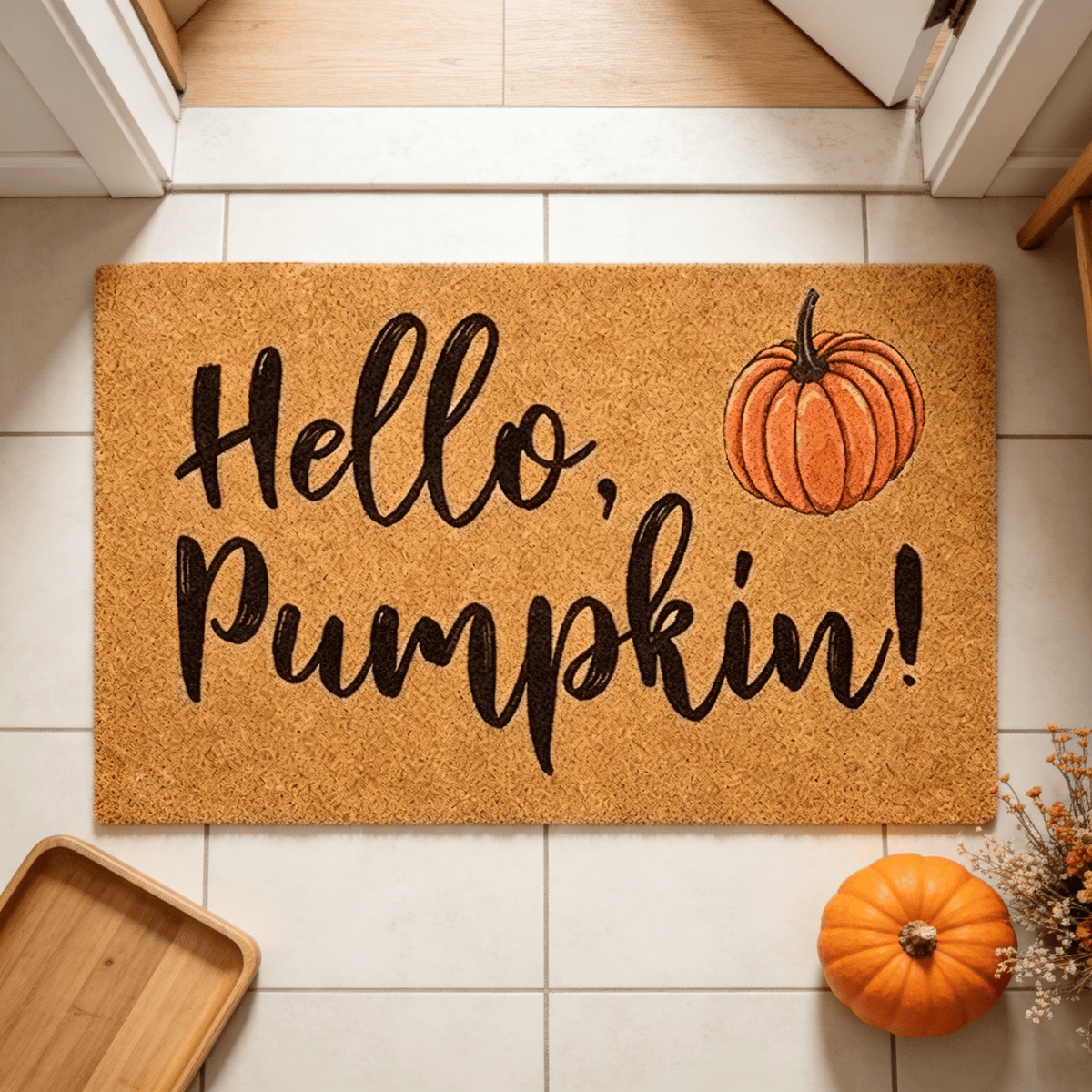 Halloween Pumpkin Welcome Door Mat, Funny Durable Non Slip Decorative Rugs for Bathroom Bedroom Kitchen Front Door