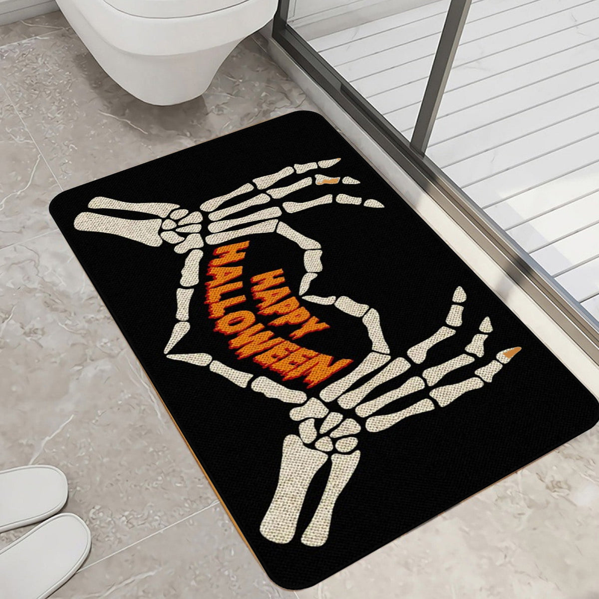 Orange Plaid Fall Outdoor Mat, Hand-Woven Porch Rug for Thanksgiving Halloween Door Decor