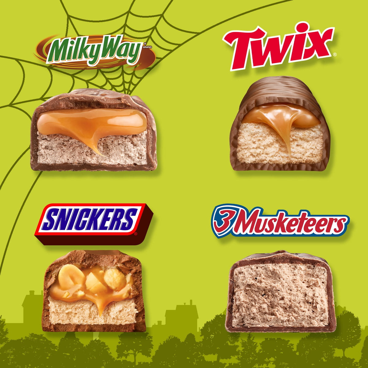 Snickers, Twix, Milky Way, & 3 Musketeers Halloween Candy - 110 Ct Bulk Bag