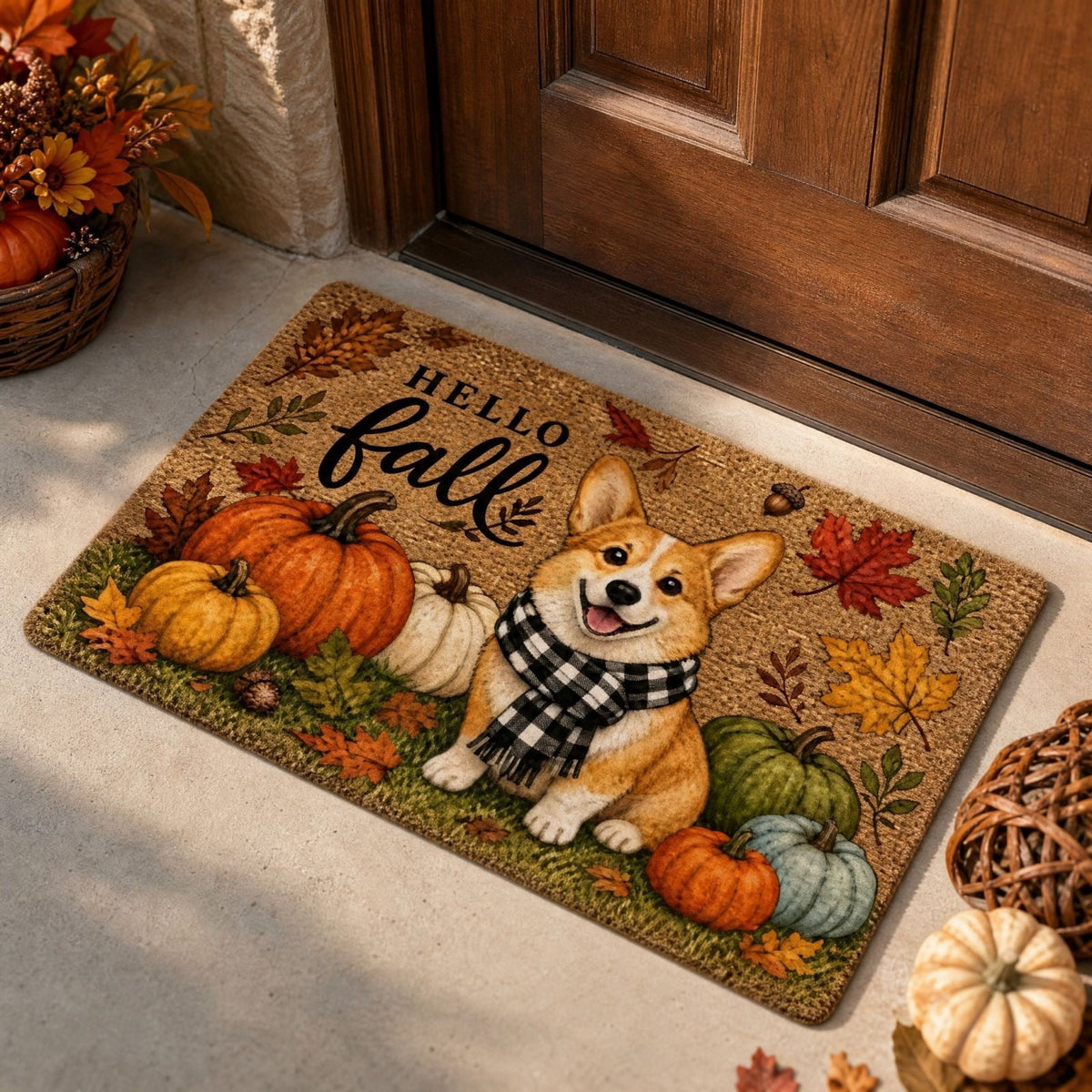 Autumn Door Mat for Entryway, 16x24 Inch, Fall-Themed Floor Doormat for Home Decor, Non-Slip Rug Mat for Living Room, Kitchen, Bedroom, Gifts for Fall Lovers (E)