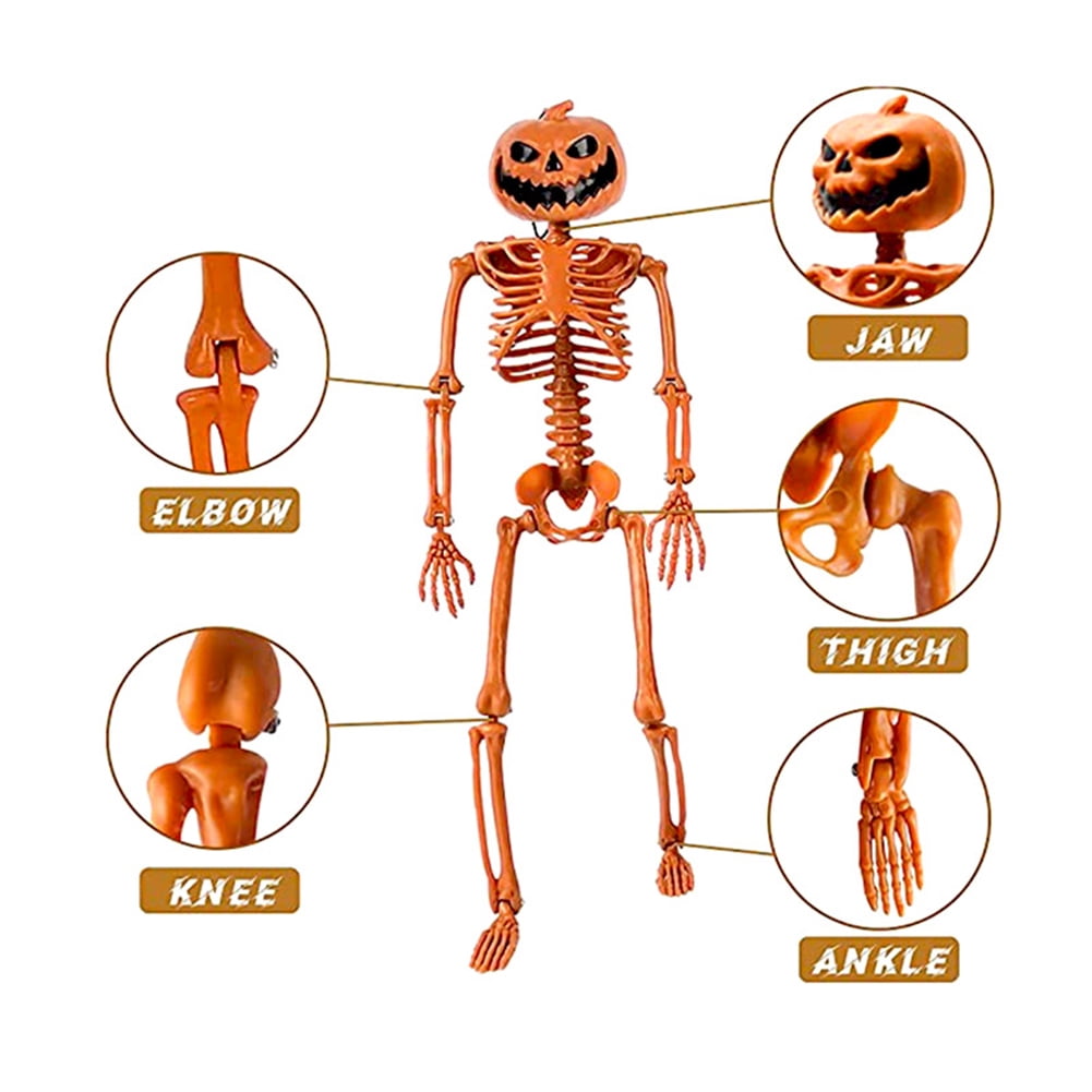 2Pcs 15" Halloween Pumpkin Skeleton for Yard Garden Props Halloween Party Decor