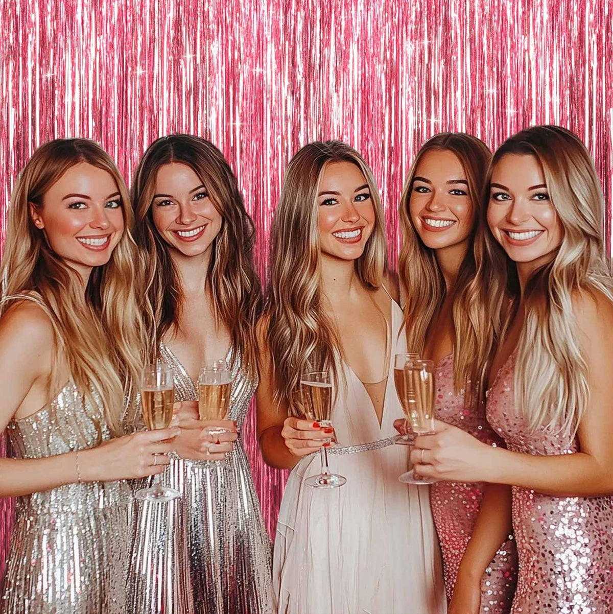 Sm:)e 2-Pack Light Bright Silver Foil Fringe Curtains for Events - Birthday, Wedding, Graduation, Christmas, Baby Shower, various festivals Decor Photo Booth Fun!