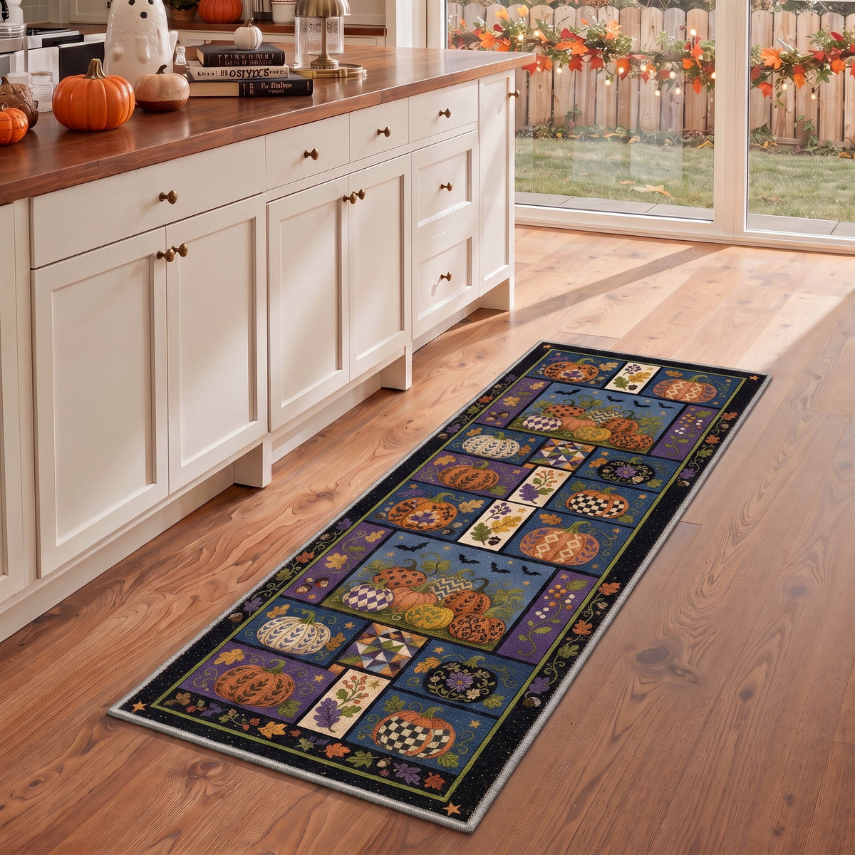 GENIMO 5'x7' Halloween Area Rug for Living Room, Washable Non Slip Soft Vintage Witch Indoor Rug for Bedroom Dining Room Home Office, Retro Sepia
