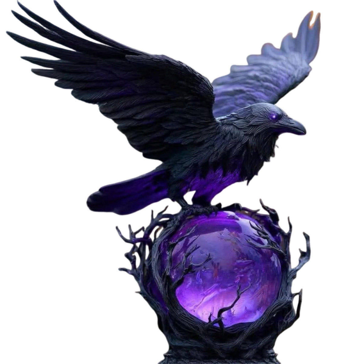 Gothic Mysterious Crow LED Flameless Candle, Luminous Sculpture, Gothic Home Decor Accent, Raven Lamp for Halloween Gifts, Bedroom Bedside, Living Room, Orange