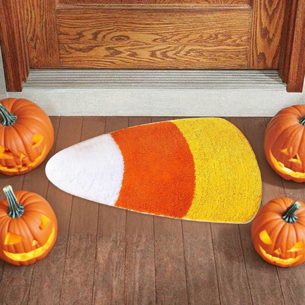 SHENGXINY Halloween Front Door Mat for Home Entrance Washable Floor Mat Flannel Like Fall Thanksgiving Oval Door Mat Non Slip Entryway Rug