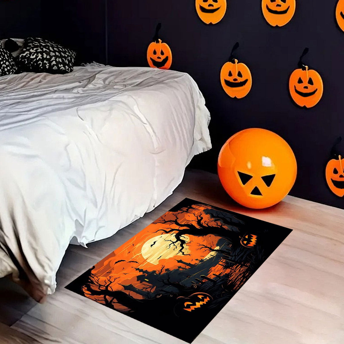 Vggrvlo Under5 Halloween Kitchen Rugs Mats for Floor Non Slip Extra Thick Chenille Door Mat Machine Washable Bath Mats Halloween Decorations