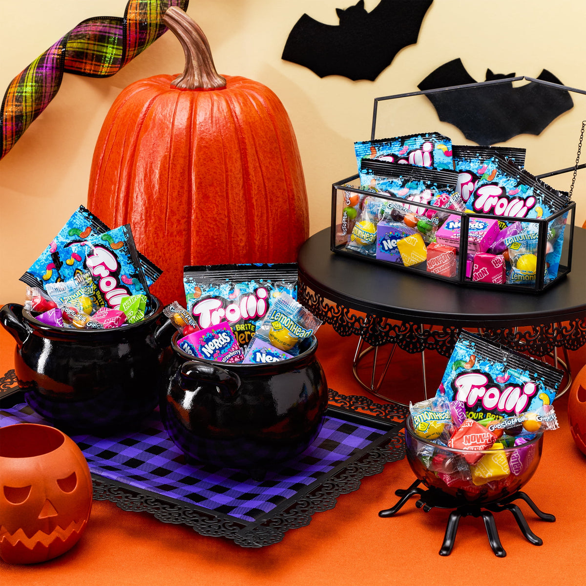 Nerds Classic Fun Halloween Trick-or-Treat Variety Bag, Trolli, Now and Later, Lemonhead, Gobstopper, and NERDS Original, 260 Pieces, 68.8 Ounces