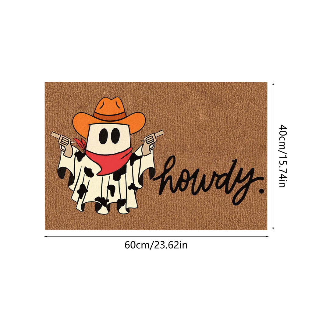 Holloyiver Halloween Fall Doormat, Cowboys Ghost Non Slip Outdoor Mat, Halloween Decorative Floor Mats, Welcome Ghost Coir Doormats Front Porch Rugs for Indoor Layering Entryway Decor