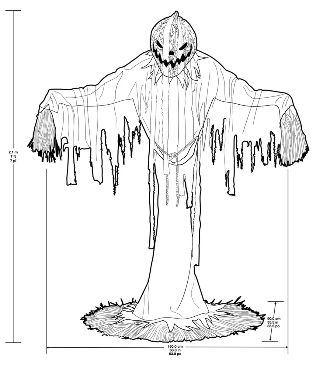 Halloween 7ft Animated Pumpkin Scarecrow with Music and Lights