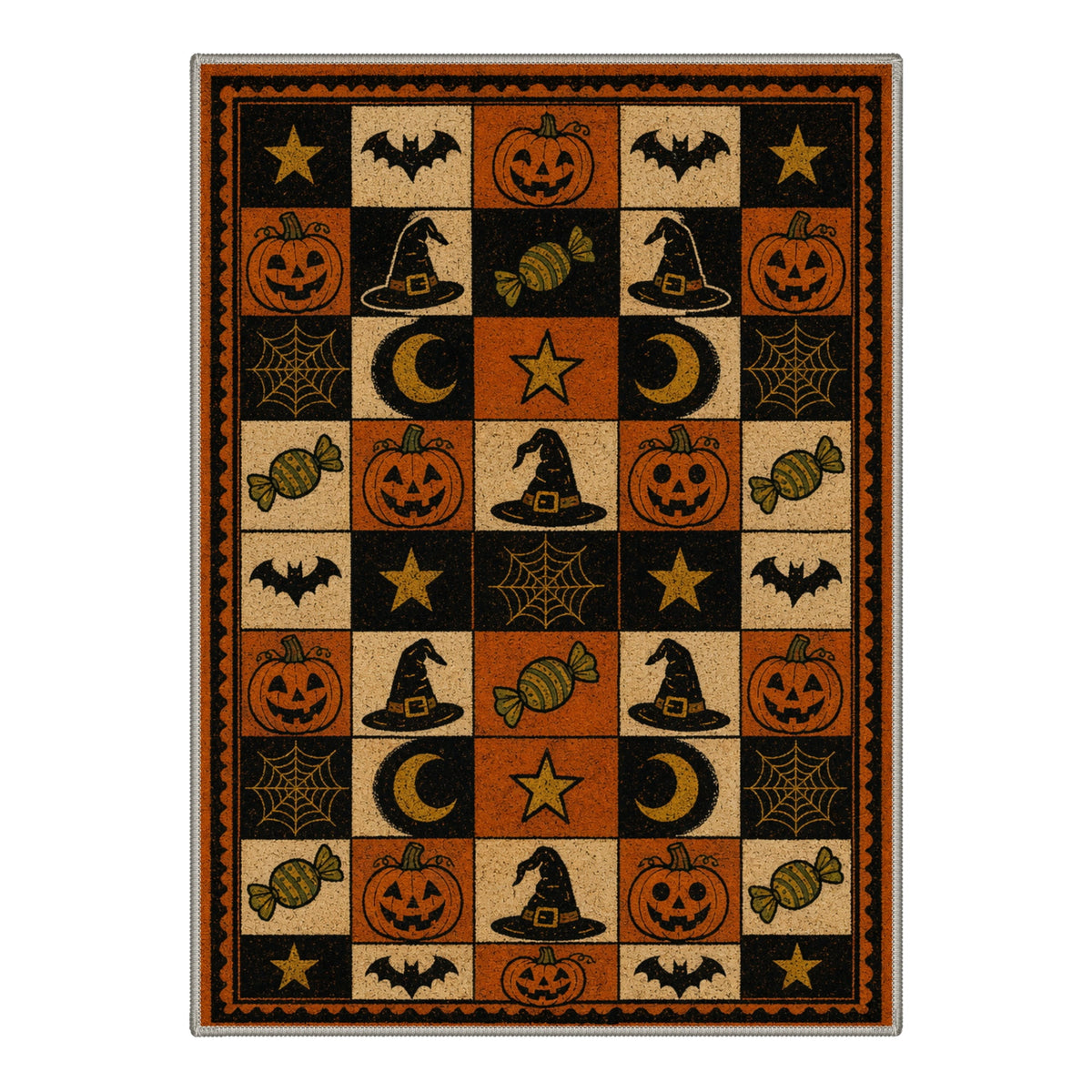GENIMO 2'x7' Halloween Runner Rug, Washable Non Slip Soft Vintage Witch Indoor Outdoor Hallway Runner for Porch Patio Kitchen Entryway, Retro Sepia