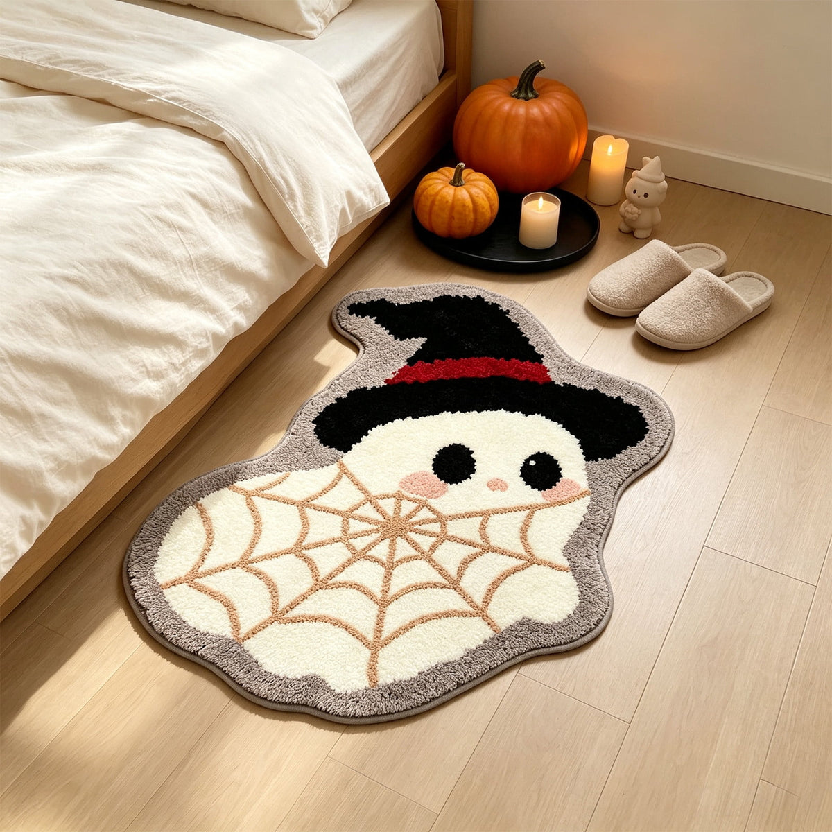 Halloween Ghost Door Mat, Cute Welcome Mat for Front Door Porch Entryway Haunted Outdoor Decor Spooky Decorative Entrance Doormat Non Slip Halloween Rug, 16" x 24"