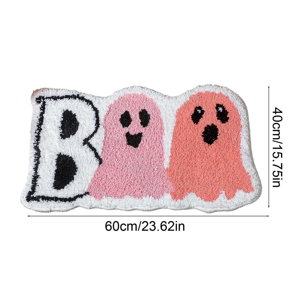 Halloween Bath Mat Ghost Multicolor Irregular Mat 27.56x17.72in Polyester Skidproof & Absorbent for Bathroom Entryway Living Room Halloween Door Mat by MPOISVA
