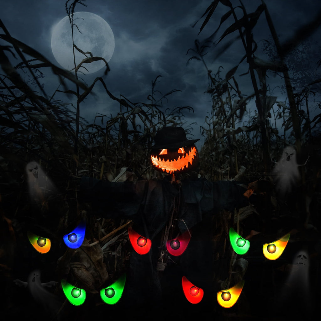 Toodour Halloween Ghost Eyes Lights, 10 LED Battery Halloween Lights with RGB Flashing Eyes, Waterproof Spooky Eyeball Halloween String Lights for Graveyard Indoor Outdoor Decorations