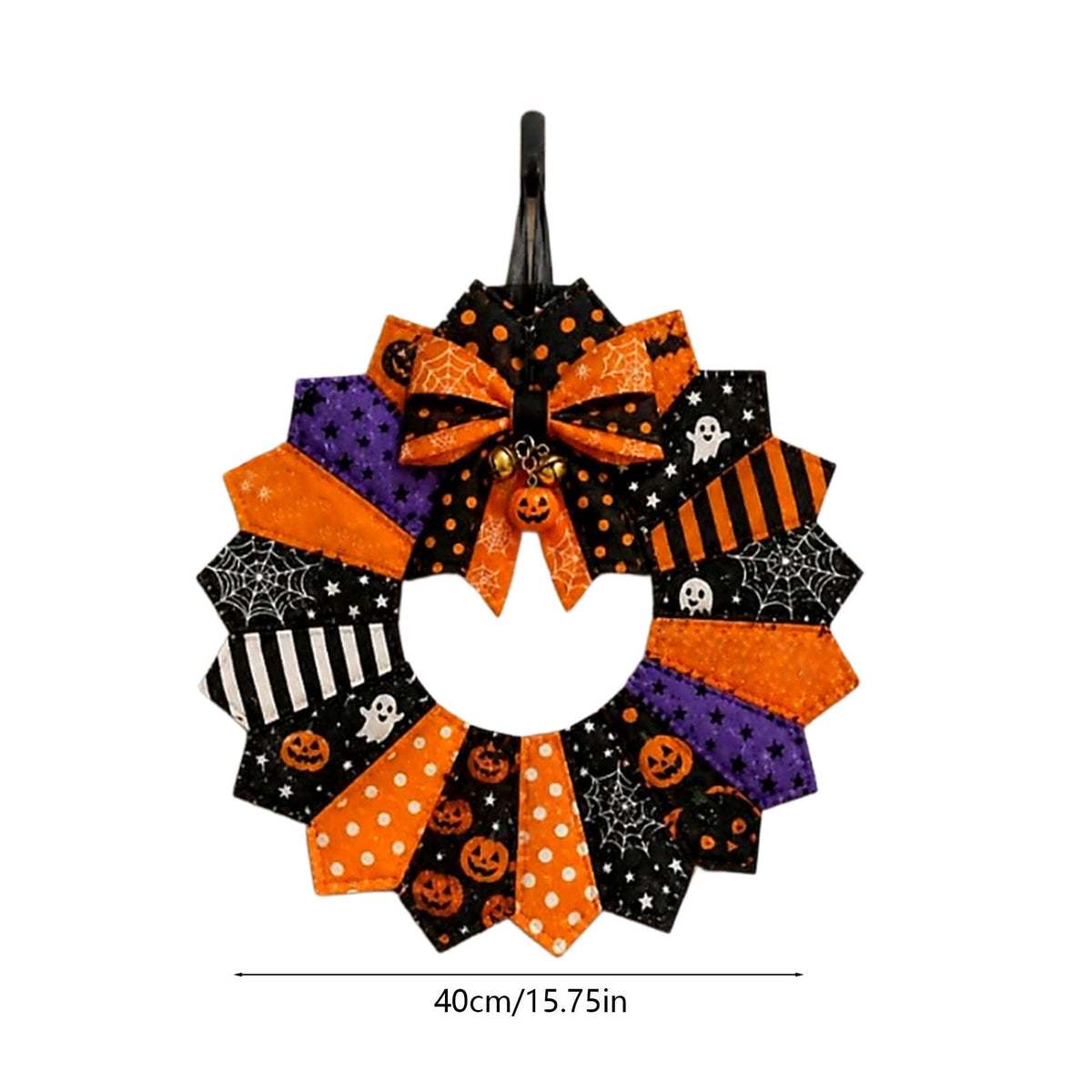 HOARBOEG Handmade Wrought Iron Maple Leaf Wreath, Thanksgiving Rudolph Fall Harvest Door Hanging, Orange Metal Autumn Wreath with Berries, Garden Wall Decor, 15.75 in