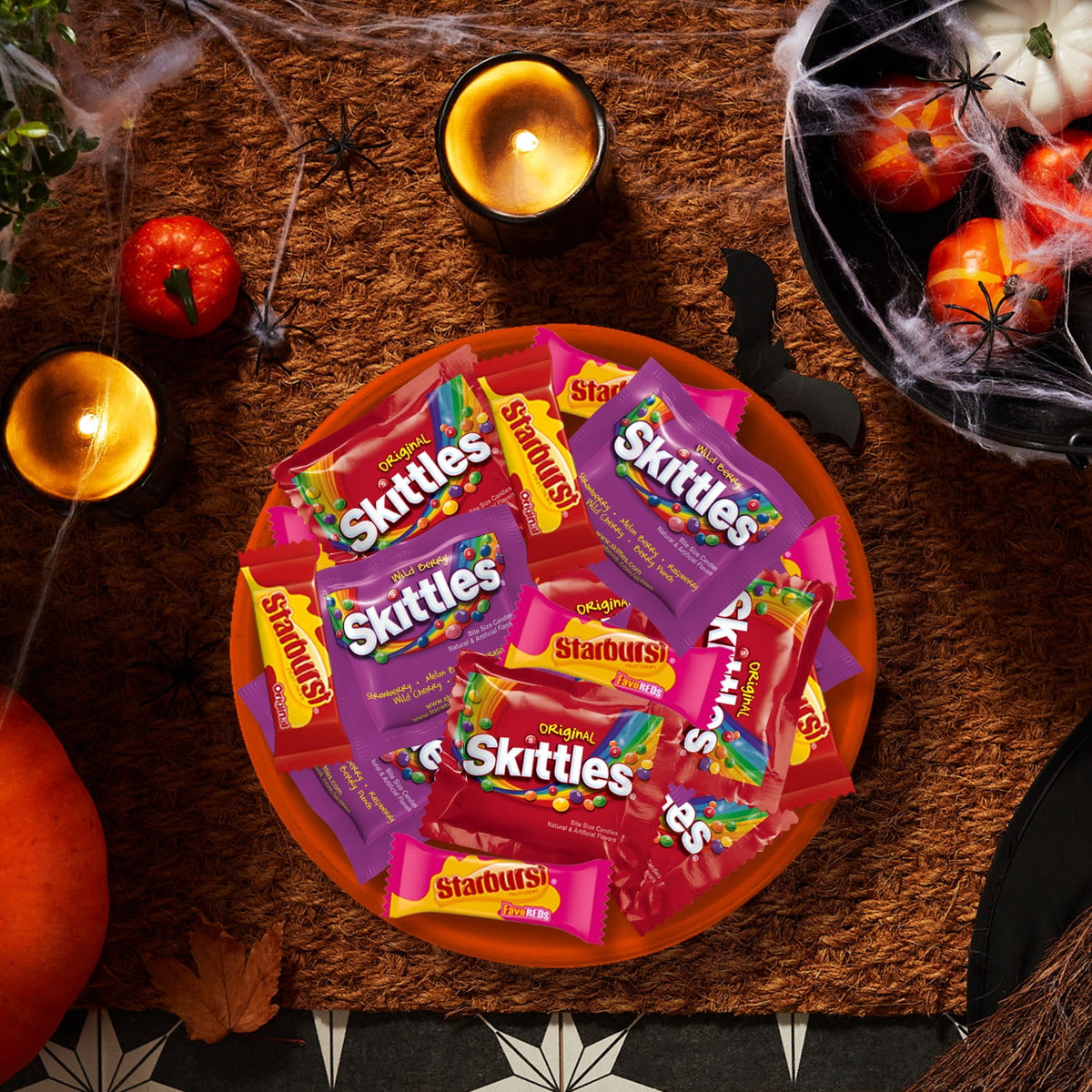 Skittles & Starburst Fun Size Chewy Halloween Candy Variety Pack - 140 Ct Bulk Bag