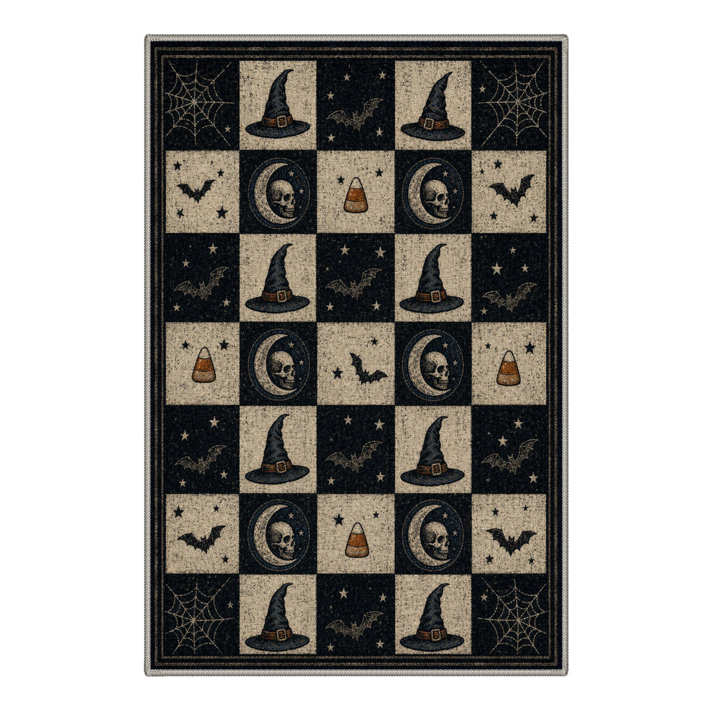 GENIMO 2'x3' Halloween Doormat, Washable Non Slip Soft Vintage Witch Outdoor Door Mat for Front Door Covered Porch Patio Entryway, Burnt Amber