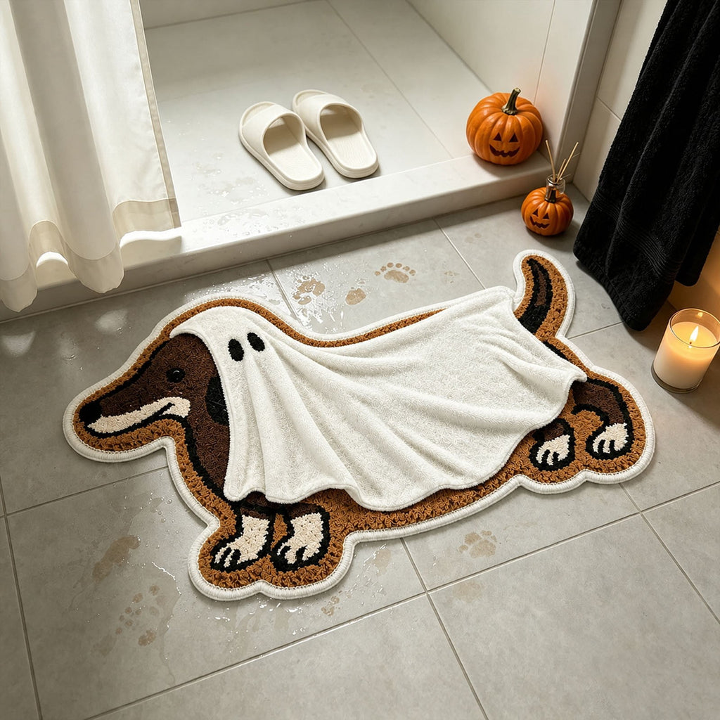 Halloween Dachshund Door Mat, 30"×18" Non-Slip Pumpkin Dachshund Floor Rug, Mat for Home Porch Fall Decor & Pet Lover Housewarming Gift
