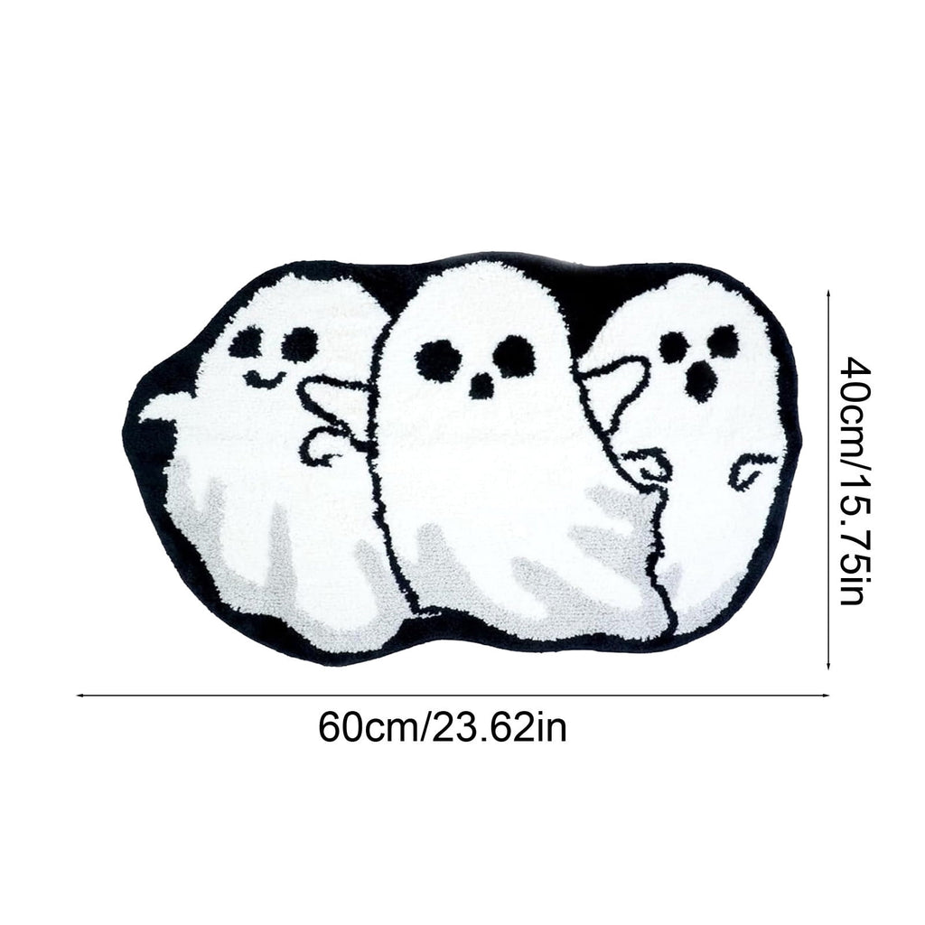 Halloween Bath Mat Ghost Multicolor Irregular Mat 27.56x17.72in Polyester Skidproof & Absorbent for Bathroom Entryway Living Room Halloween Door Mat by MPOISVA