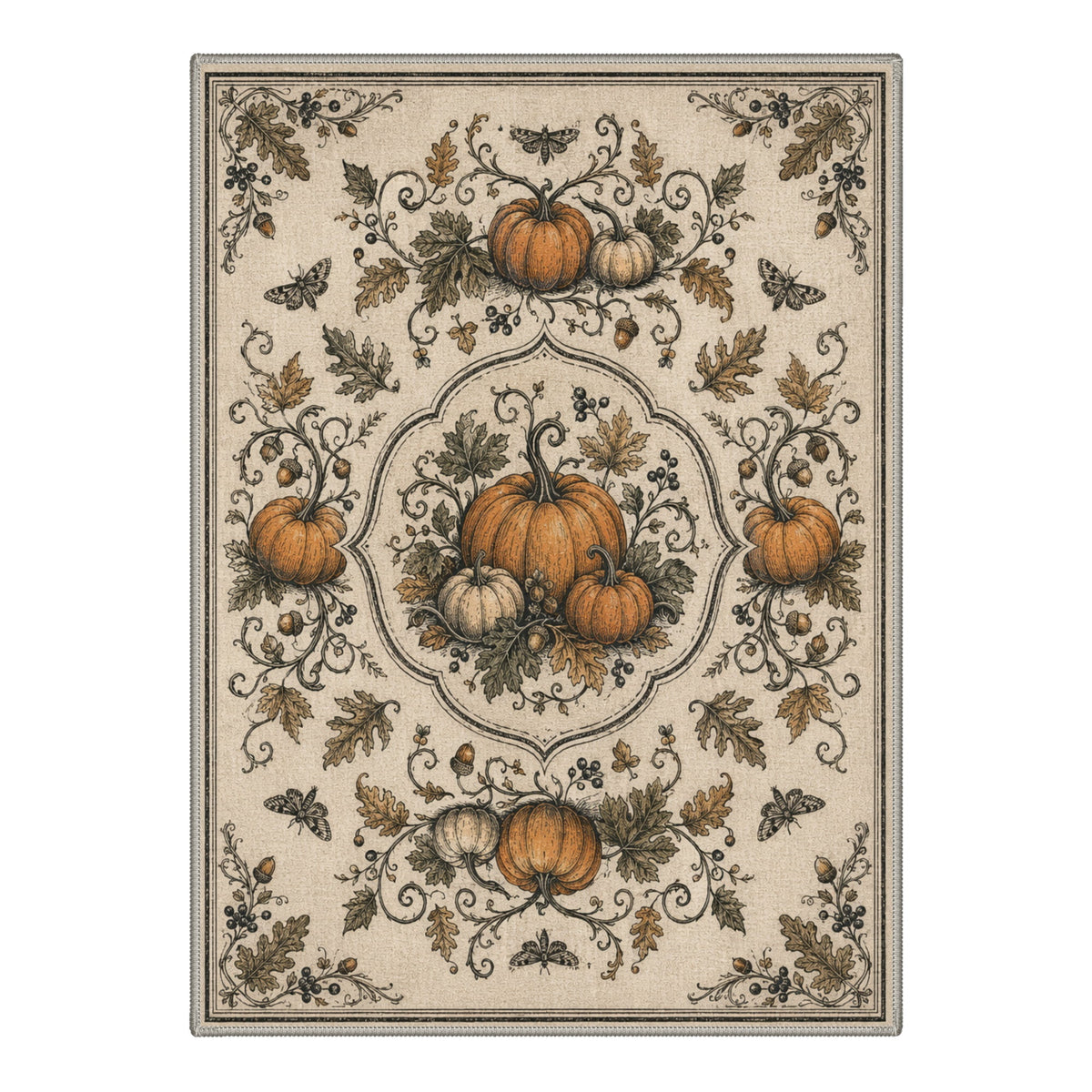 GENIMO 5'x7' Halloween Area Rug for Living Room, Washable Non Slip Soft Farmhouse Pumpkin Indoor Rug for Bedroom Dining Room Home Office, Vintage Sepia