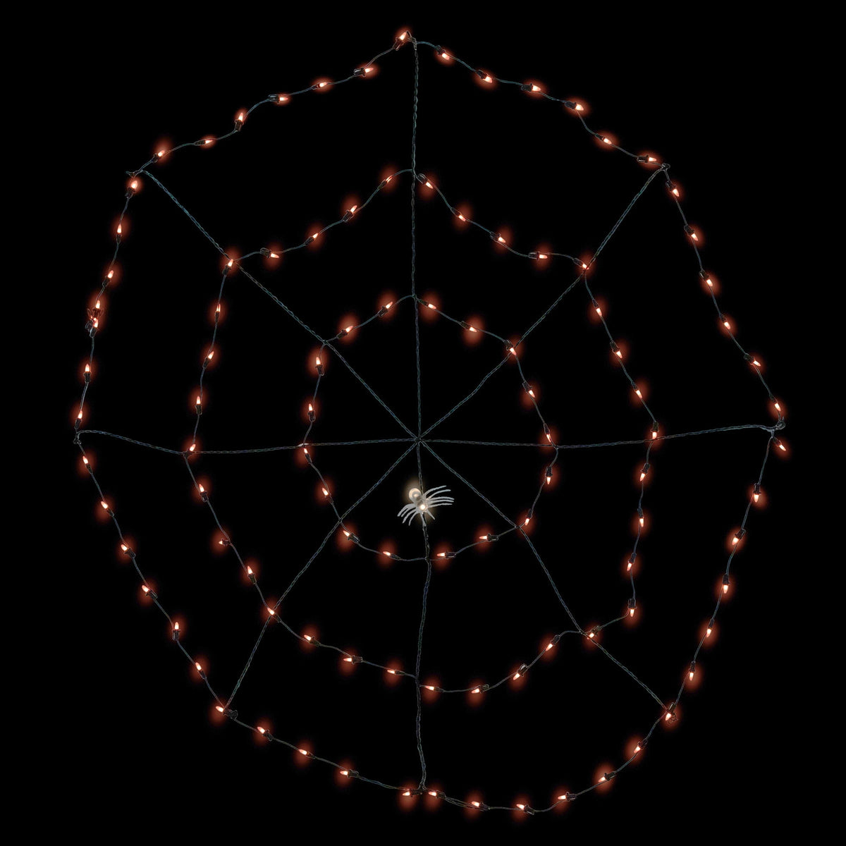 5' Lighted Orange and Black Spider in Web Halloween Decoration Black Wire