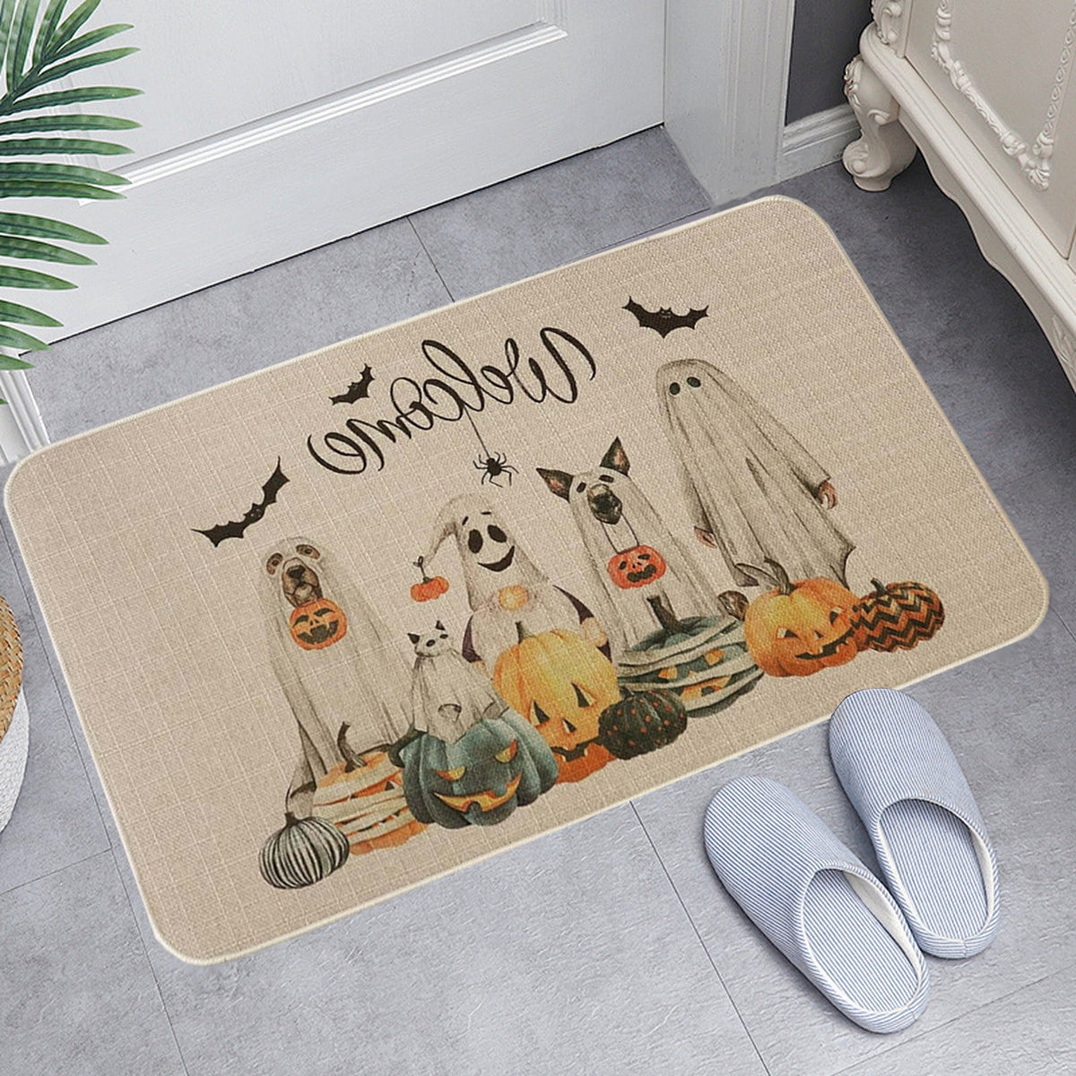 PEIBang Halloween Door Mat,Pumpkins Outdoor Rug Bathroom Doormat,Decorative Front Doormat Indoor Outdoor for Home Decor